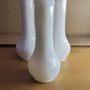 Elegant White Ceramic Vase Set ~ Milk Glass Vases, set of 3, Wedding vases
